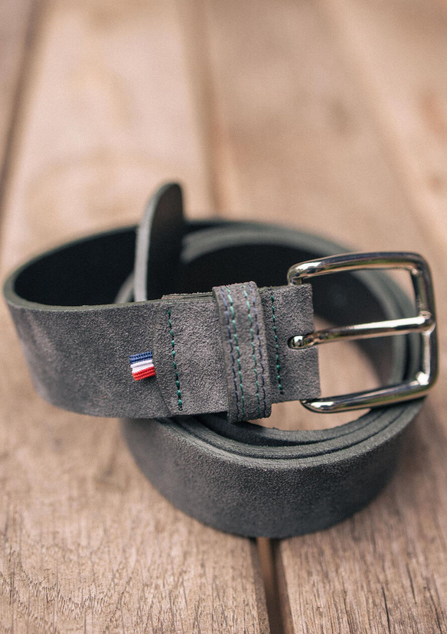 Ceinture homme cuir KILOMETRE anthracite made in France Montlimart